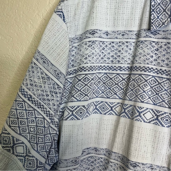 Tommy Bahama Relax Lyocell Blend Blue Button Down Shirt Aztec Tropical Print XXL - Picture 3 of 14